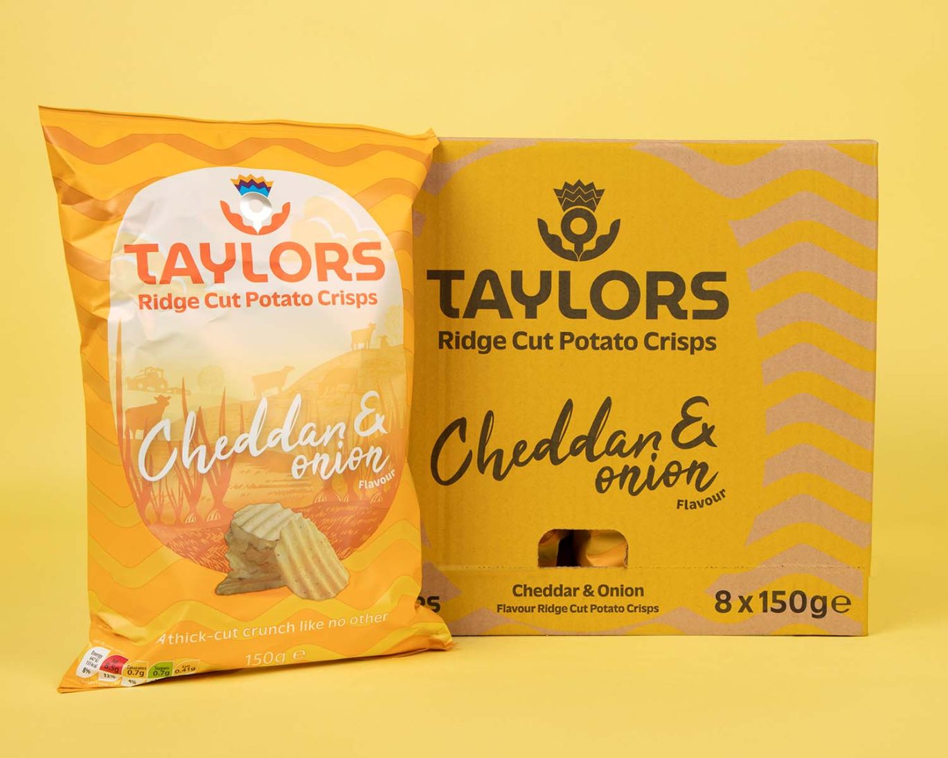 Cheddar & Onion Flavour Ridge Cut Crisps - Taylors Snacks