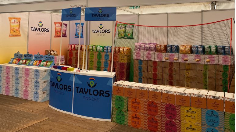 The Taylors Snacks experience and stand at the 2023 Turriff Show, in the north of Scotland. Complete with crisps samples and a tattie shy.