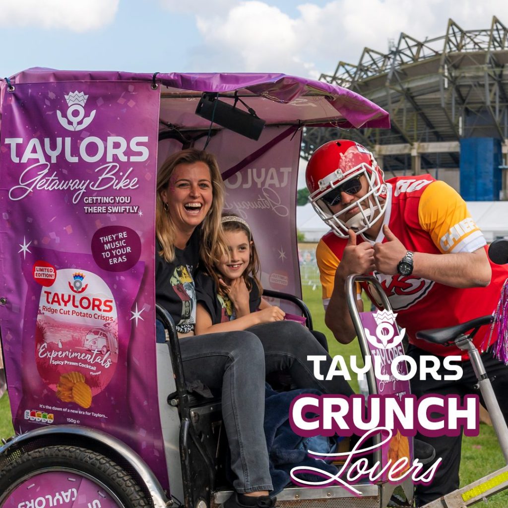 People riding the Taylors rickshaw at Murrayfield.