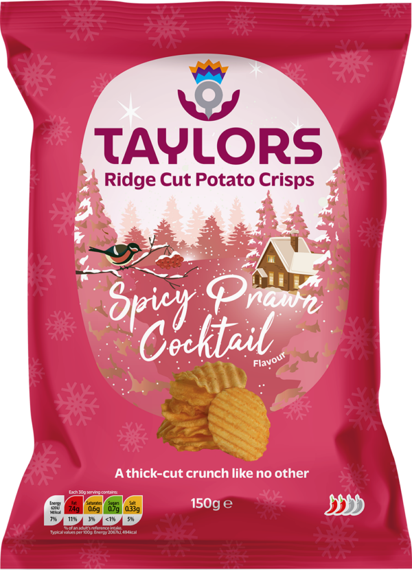 Festive Spicy Prawn Cocktail Flavour Ridge-cut Potato Crisps