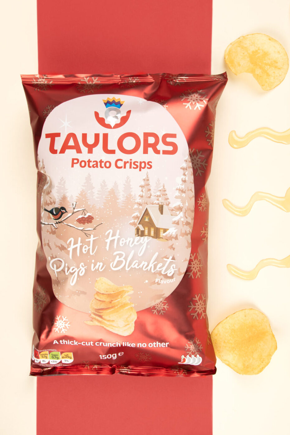 It's Crispmas with Taylors Hot Honey Pigs in Blankets crisps.