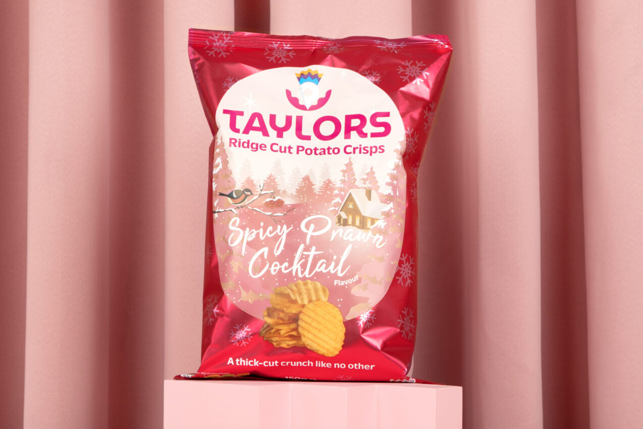 It's Crispmas with Taylors Spicy Prawn Cocktail crisps.