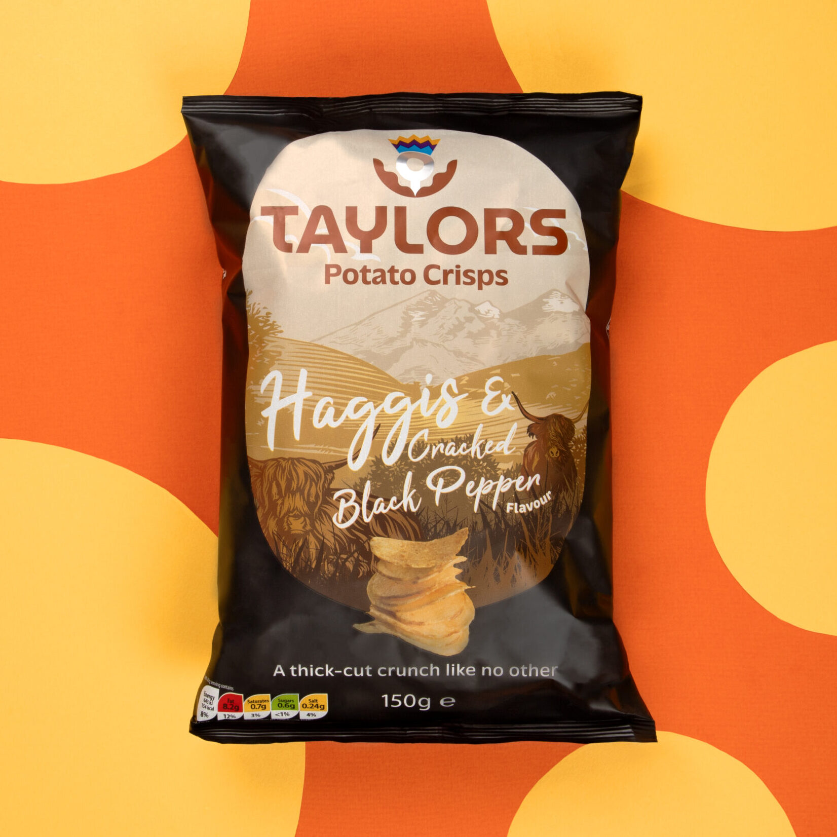 Taylors Haggis Crisps come in 150g or 40g bags - perfect for Burns night 2025.